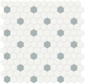 1" White w/ Cloud Blue Matte Hex Mosaic | Quality Carpet Inc.