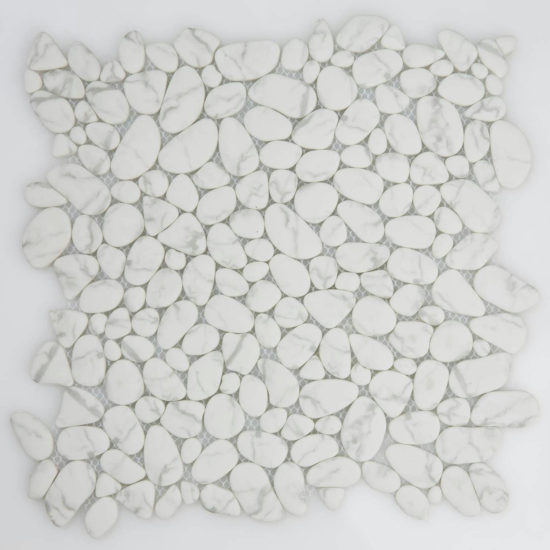 12X12 White Pebble Mosaic | Quality Carpet Inc.