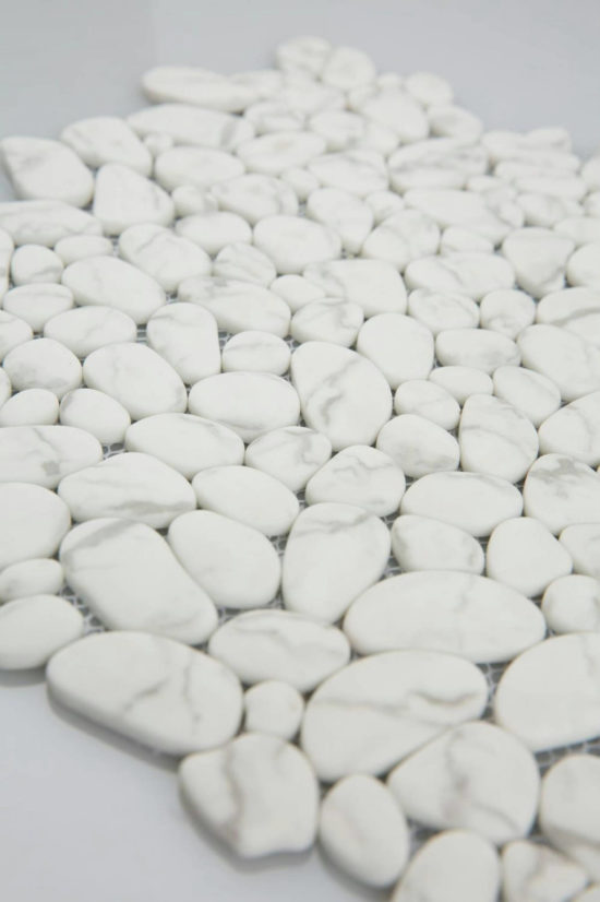 12X12 White Pebble Mosaic | Quality Carpet Inc.