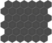 2" Retro Black Matte Unglazed Hex Mosaic | Quality Carpet Inc.