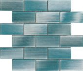 2"X4" Linear Aqua Glass Brick Pattern Mosaic | Quality Carpet Inc.