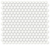 3/4" White Glossy Penny Round Mosaic | Quality Carpet Inc.