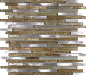 Baguette Beige Grey Mix Mosaic Glass Metal Interlocking Mosaic | Quality Carpet Inc.