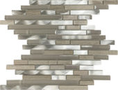 Beige Marble Glass Brushed Metal Baguette Interlocking Mosaic | Quality Carpet Inc.