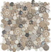 Beige Penny Round Décor/Glass Stone Interrlocking Mosaic | Quality Carpet Inc.