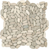 Beige Sliced Matte Pebble Interlocking Mosaic | Quality Carpet Inc.