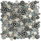 Black Penny Round Décor/Glass Stone Interlocking Mosaic | Quality Carpet Inc.