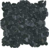 Black Sliced Matte Pebble Interlocking Mosaic | Quality Carpet Inc.