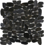 Black Sliced Polished Pebble Interlocking Mosaic | Quality Carpet Inc.