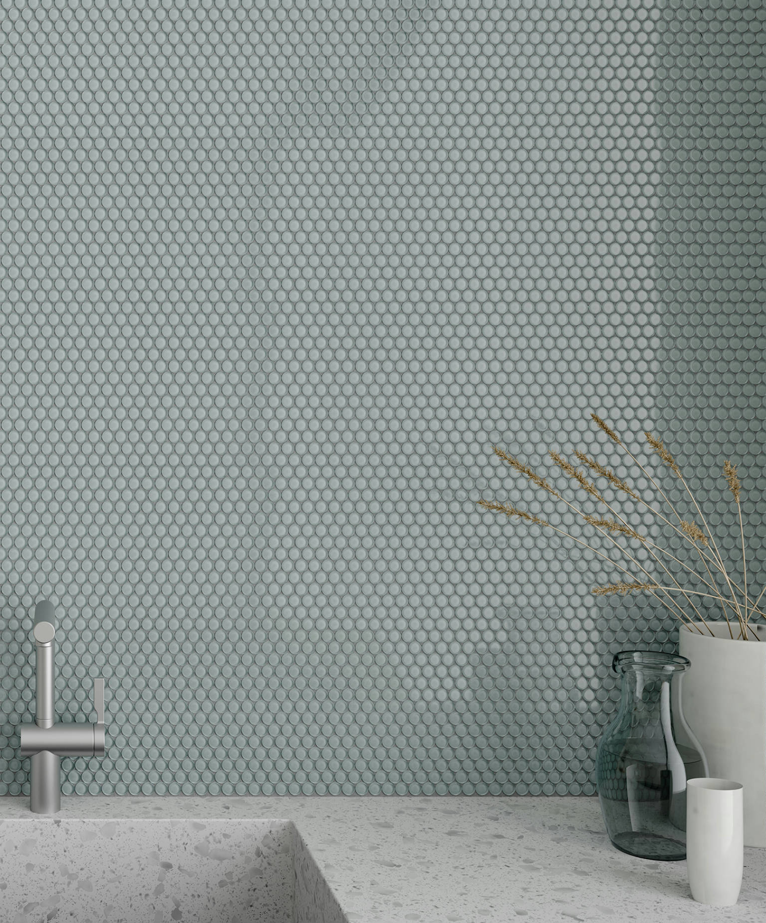 Bliss Element Shadow Penny Round Mosaic | Quality Carpet Inc.