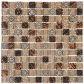 Brown Decor Mix Marble Glass 7/8"X7/8" Mosaic | Quality Carpet Inc.