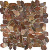 Brown Sliced Polished Pebble Interlocking Mosaic | Quality Carpet Inc.