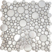 Brushed Silver Penny Rounds Inox Metal Interlocking Mosaic | Quality Carpet Inc.