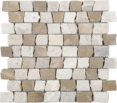 Cappuccino Onyx Cream Cubic Brick Marble Interlocking Mosaic | Quality Carpet Inc.