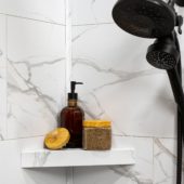 Carrara Marble Shower Shelf 14.56x7.12x2 | Quality Carpet Inc.