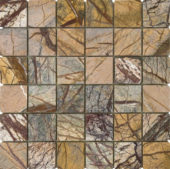 Forest Brown Polished Marble Mosaic 2"x2" | Quality Carpet Inc.