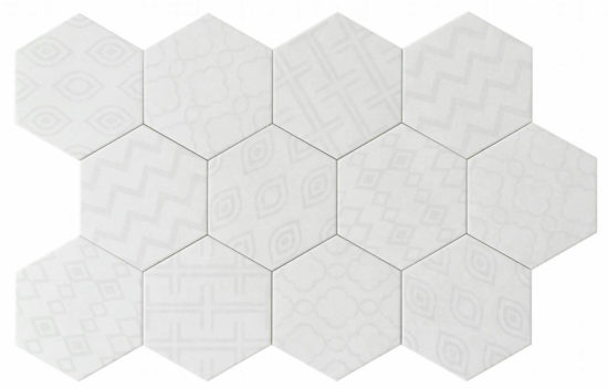 Form 5.5X6.3” White Decor Hexagon | Quality Carpet Inc.