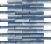 Glass Baguette Blue Mix Matte Interlocking Mosaic | Quality Carpet Inc.