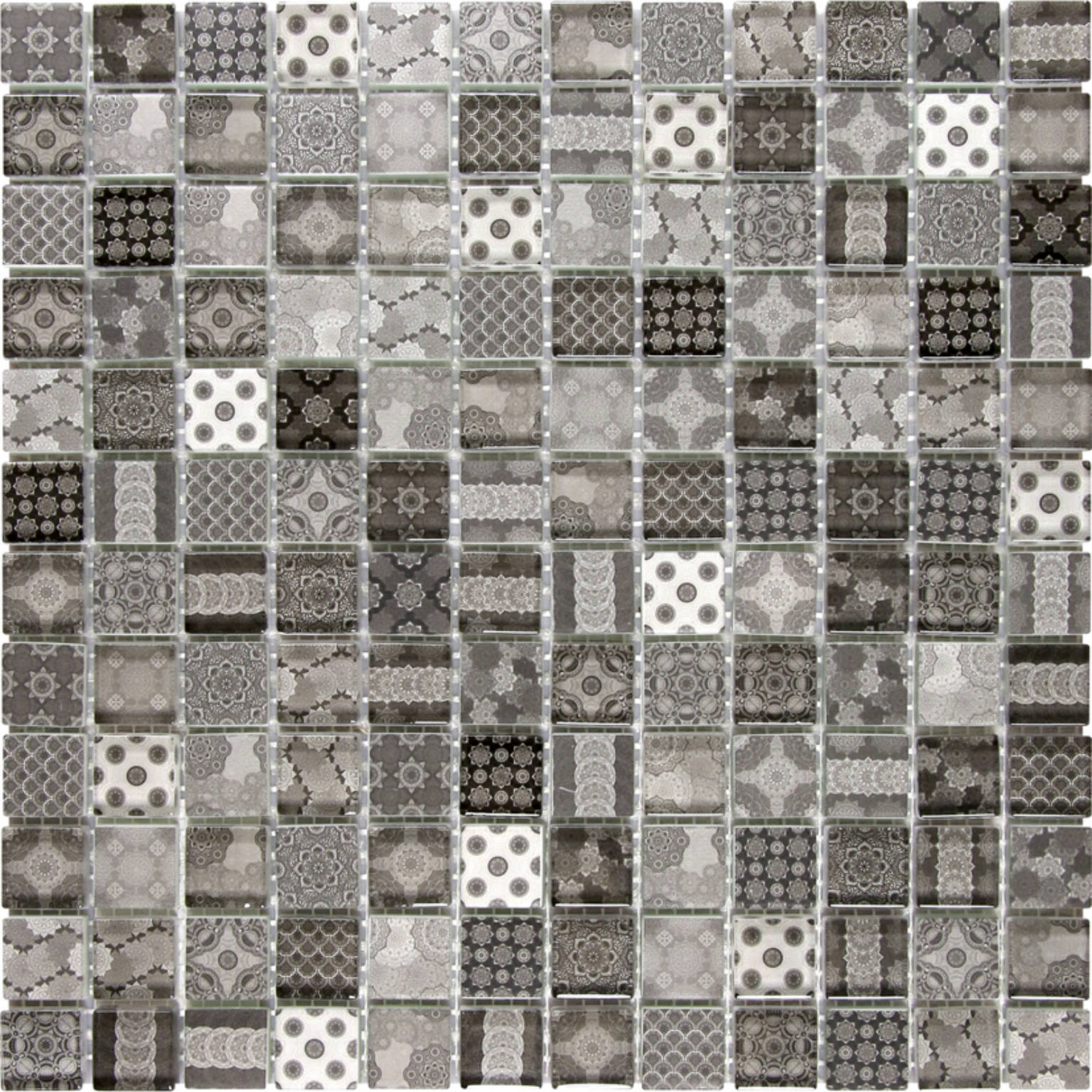 Glass Classic Décor Grey Black Glossy Mosaic | Quality Carpet Inc.