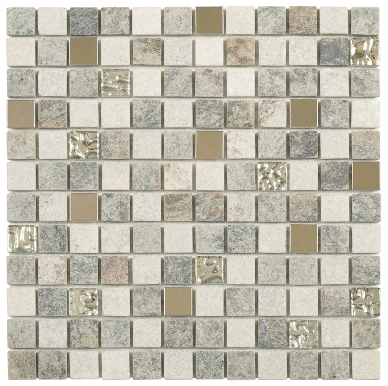 Grey Beige Glass Quartzite And Metal Décor 7/8