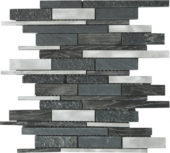 Grey/Black Stone Aluminum Mix Baguette Interlocking Mosaic | Quality Carpet Inc.