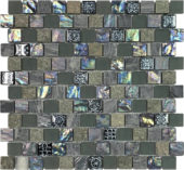Grey/Green/Beige Mix Stone Glass 1"X1" Mosaic | Quality Carpet Inc.
