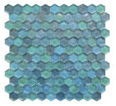 Hexagon Mix Blue Glass Mosaic | Quality Carpet Inc.
