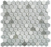 Hexagon White Glass Mosaic | Quality Carpet Inc.