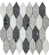 Long Hexagon Terrazzo Marble White Grey Black Mix Mosaic | Quality Carpet Inc.