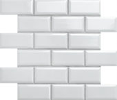 Mini Subway White Glazed Porcelain Interlocking Mosaic 2"X4" | Quality Carpet Inc.