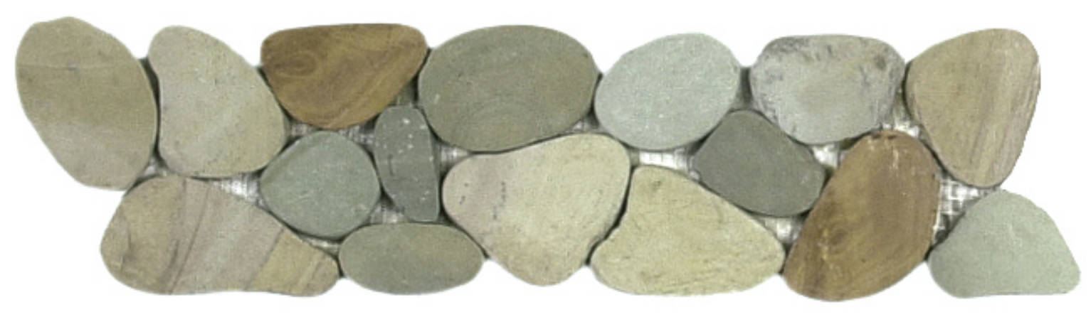 Mix Golden Sliced Matte Pebble Interlocking Border | Quality Carpet Inc.