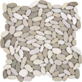 Mix White/Beige Sliced Matte Pebble Interlocking Mosaic | Quality Carpet Inc.