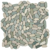 Mix White/Green Sliced Matte Pebble Interlocking Mosaic | Quality Carpet Inc.