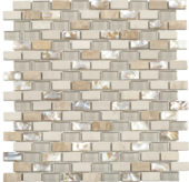 Mother Of Pearl Glass Marble Beige/White Mix Brick | Quality Carpet Inc.