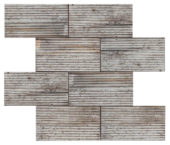 Riviera Tileworks Chelsea 2.8"x6" Silver Industrial Linear Relief Pattern Glazed Ceramic Moisaic | Quality Carpet Inc.