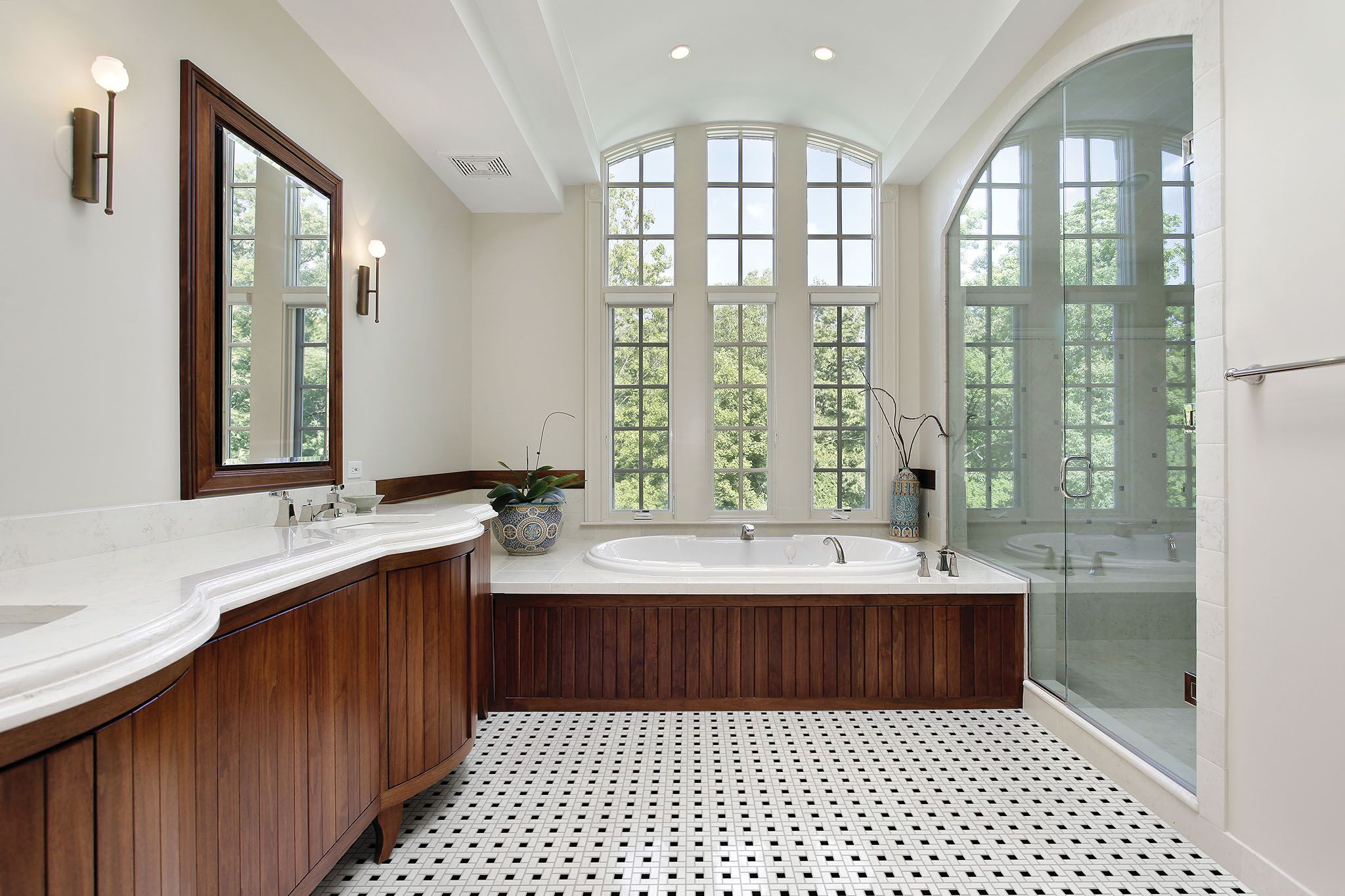 Traditions White W/Retro Black Matte Basketweave Mosaic | Quality Carpet Inc.