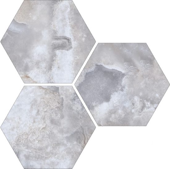 Treasure Blue Dream Onyx 6" Carved Hexagon | Quality Carpet Inc.