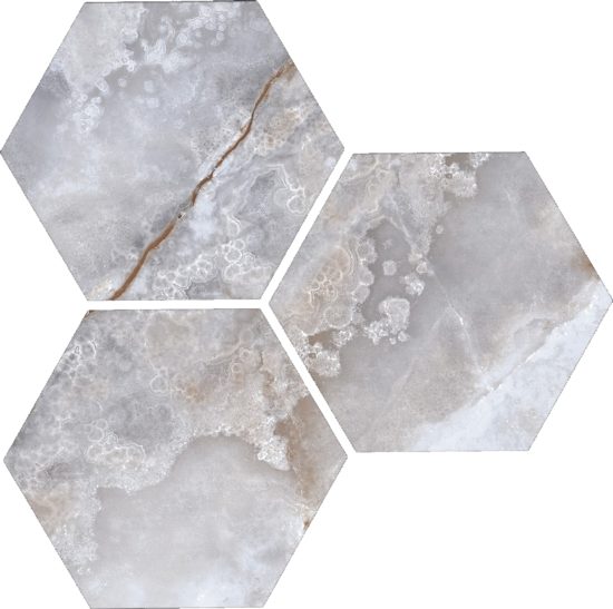 Treasure Blue Dream Onyx 6" Carved Hexagon | Quality Carpet Inc.