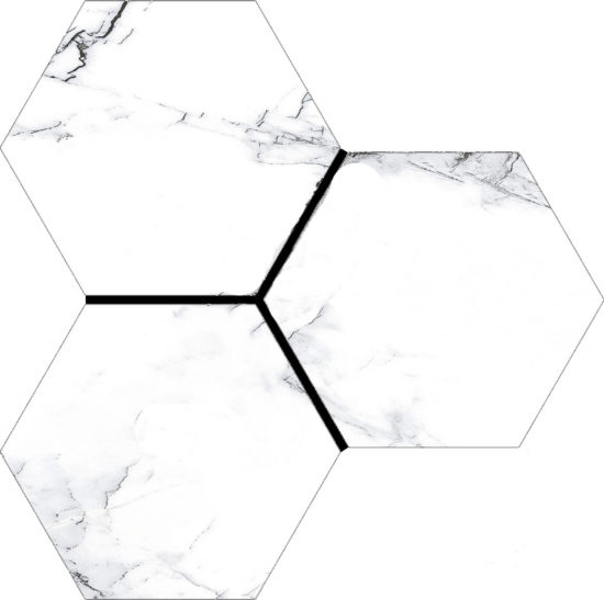 Treasure Ice White Marble 6" Carved Hexagon | Quality Carpet Inc.