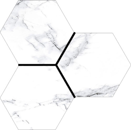 Treasure Ice White Marble 6" Carved Hexagon | Quality Carpet Inc.