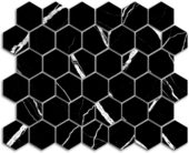 Treasure Midnight Nero 2x2 Carved Matte Hexagon Mosaic | Quality Carpet Inc.