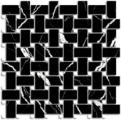 Treasure Midnight Nero Polished Basketweave Mosaic | Quality Carpet Inc.