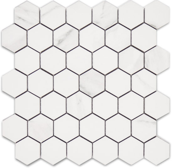 Treasure Statuario 2x2 Polished Hexagon Mosaic | Quality Carpet Inc.