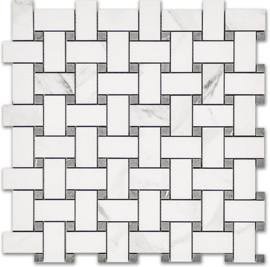 Treasure Statuario Polished Basketweave Mosaic | Quality Carpet Inc.