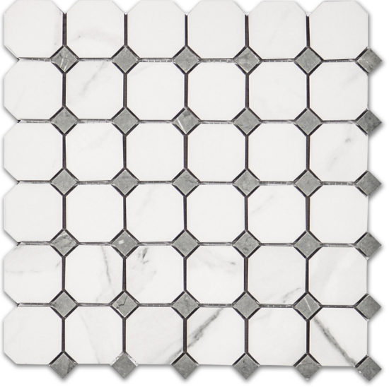 Treasure Statuario Polished Octagon/Dot Mosaic | Quality Carpet Inc.