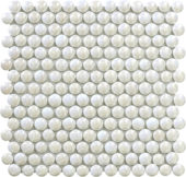 White Penny Round Pebbles Glass Mosaic | Quality Carpet Inc.