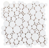 White Reconstituted Round Interlocking Mosaic | Quality Carpet Inc.