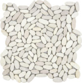White Sliced Matte Pebble Interlocking Mosaic | Quality Carpet Inc.