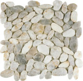 White Sliced Polished Pebble Interlocking Mosaic | Quality Carpet Inc.