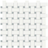 White w/Cloud Blue Matte Basketweave Mosaic | Quality Carpet Inc.